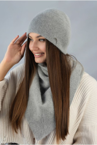 Комплект «Кьяра» (шапка та косинка) сірого кольору