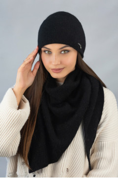 Комплект «Кьяра» (шапка и косынка) черного цвета