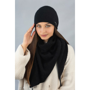 Комплект «Кьяра» (шапка та косинка) чорного кольору