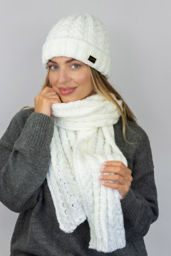 Комплект «Нордика» (шапка, шарф) белого цвета
