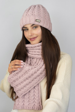 Комплект «Нордика» (шапка, шарф) цвета пудры