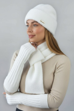 Set "Chantal" (hat, scarf and mittens) white
