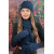 Set "Camellia" (hat, scarf and mittens) denim color