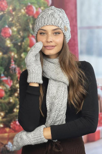 Комплект «Дюран» (шапка, шарф та рукавиці) світло-сірого кольору
