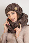 "Cosmeya" set (hat and scarf-snood) light brown with chocolate