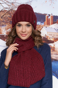 Комплект «Наомі» (шапка, шарф) бордового кольору