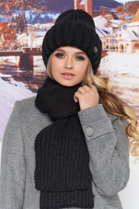 Комплект «Наомі» (шапка, шарф) чорного кольору