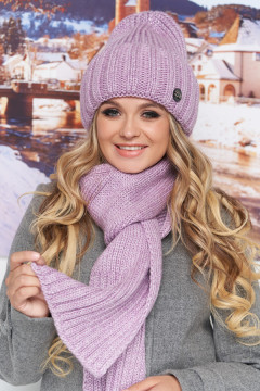 Комплект «Наомі» (шапка, шарф) бузкового кольору