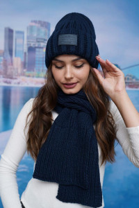 Комплект «Онтаріо» (шапка та шарф) джинсового кольору