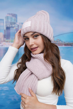 Комплект «Онтаріо» (шапка та шарф) кольору світлої пудри