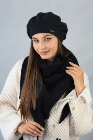Комплект «Христина» (берет та косинка) чорного кольору