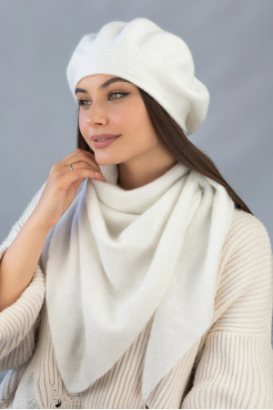 Комплект «Христина» (берет та косинка)  білого кольору