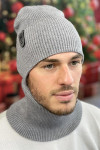 "Alison" set (hat and snood) in marengo color
