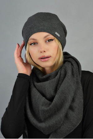 Комплект «Мілена» (шапка, косинка) темно-сірого кольору