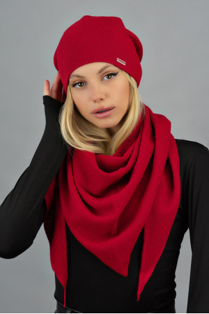 Комплект «Мілена» (шапка, косинка) червоного кольору