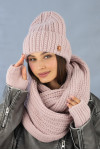"Yuna" set (hat, snood, mittens) light powder color