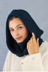 Denim-colored hooded jacket with a collar 