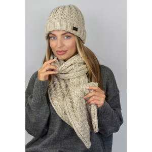 Nordica set (hat, scarf) light coffee color