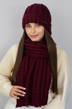 Комплект «Нордіка» (шапка, шарф) бордового кольору