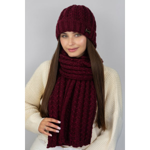 "Nordic" set (hat, scarf) burgundy