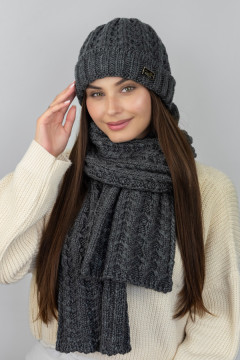 Комплект «Нордіка» (шапка, шарф) темно-сірого кольору