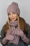 Комплект «Сновелла» (шапка, шарф и рукавицы) цвета темной пудры