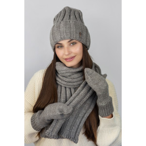 Комплект «Сновелла» (шапка, шарф и рукавицы) цвета темной кофе