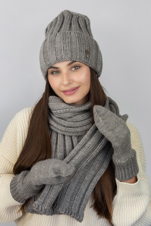 Комплект «Сновелла» (шапка, шарф та рукавиці) кольору темної кави