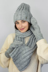 Комплект «Сновелла» (шапка, шарф и рукавицы) светло-серого цвета