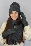 Комплект «Сновелла» (шапка, шарф и рукавицы) темно-серого цвета