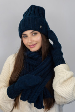 Комплект «Сновелла» (шапка, шарф та рукавиці) джинсового кольору