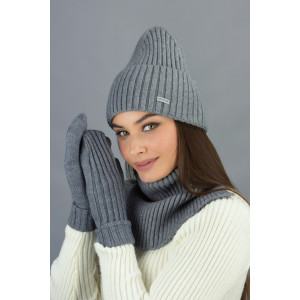 "Owl" set (hat, buff and mittens) in Marengo color