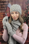 Camellia set (hat, scarf and mittens) dark coffee color