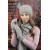 Camellia set (hat, scarf and mittens) dark coffee color
