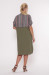 Платье-рубашка «Лана» оливкового цвета в темную полоску