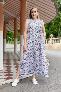 White sundress "Olyana" with floral print
