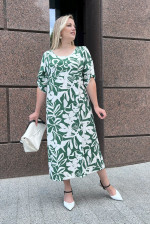 Dress "Narine" green with print