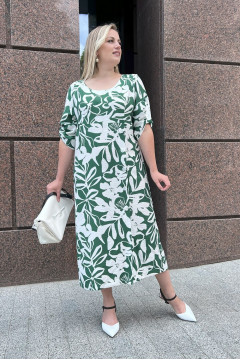 Dress "Narine" green with print