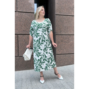 Dress "Narine" green with print