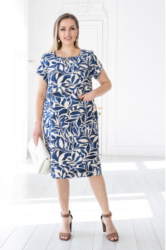Dress "Vesta" blue with print