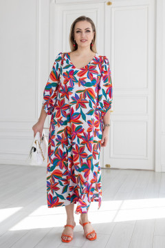 Dress "Evelina" white with print - summer
