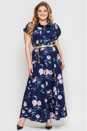 Сукня «Альона» синього кольору з трояндами