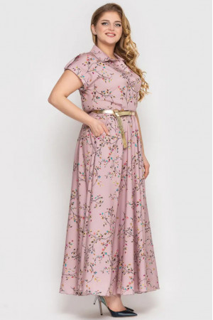 Платье «Алена» цвета пудры с принтом-веточками
