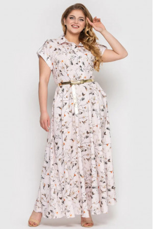 Платье «Алена» бежевого цвета с бабочками