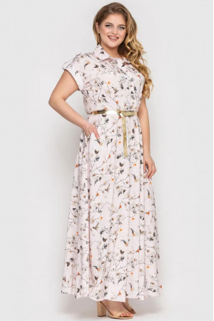 Платье «Алена» бежевого цвета с бабочками