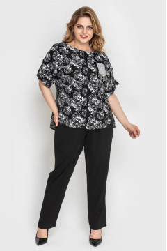 Black Havana pantsuit with leaf print