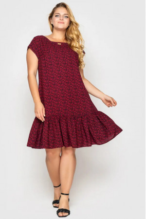 Сукня «Яна» кольору бордо з принтом-завитками