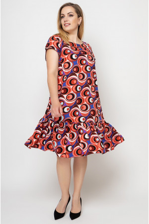 Платье «Яна» цвета электрик с принтом-фьюжн