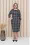 "Mary" dress in gray with a blue check