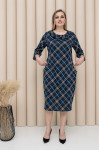 "Mary" dress in dark blue with a checkered print